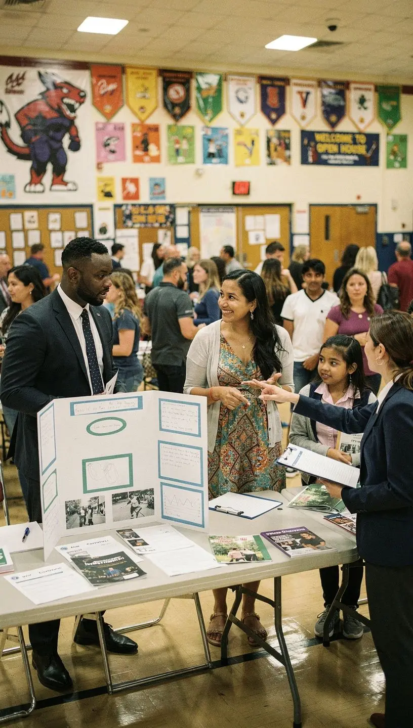 Urban planning process illustrated with community elements.